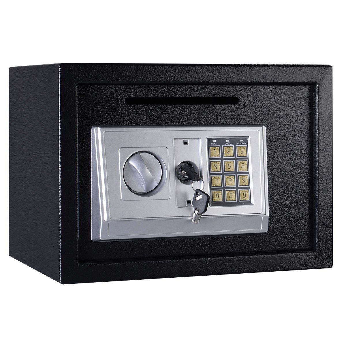 Autofu 16L-Black Home Digital Safe With Keys Cash Box Wall Mounted Cabinet 16L Large Safes For Office Hotels Money Box Large 16L 350Mmx250mmx250mm-Black