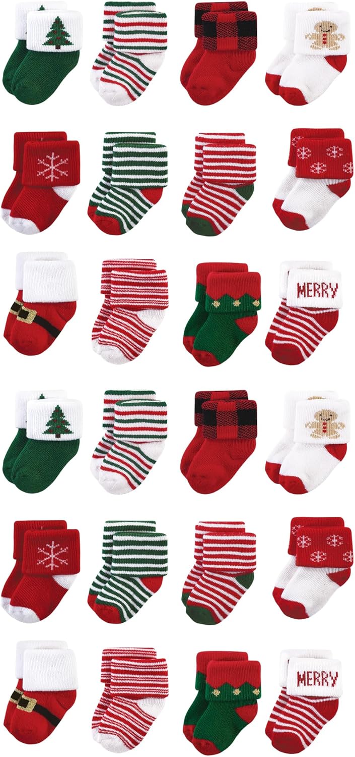 Hudson Baby Unisex Baby Cotton Rich Baby Terry Socks 24-Pack