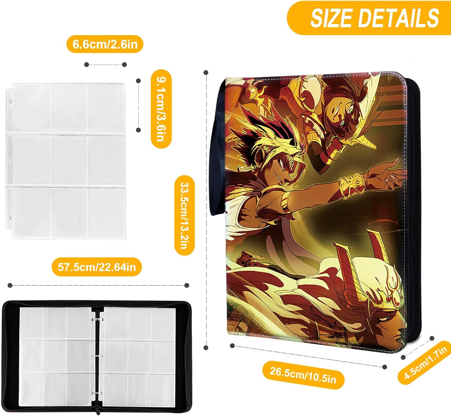 Trading YGO Card Binder, Fits 900 Cards Card Collector Album Holder,with 50 Removable Sleeves Toys Gifts for Boys Girls
