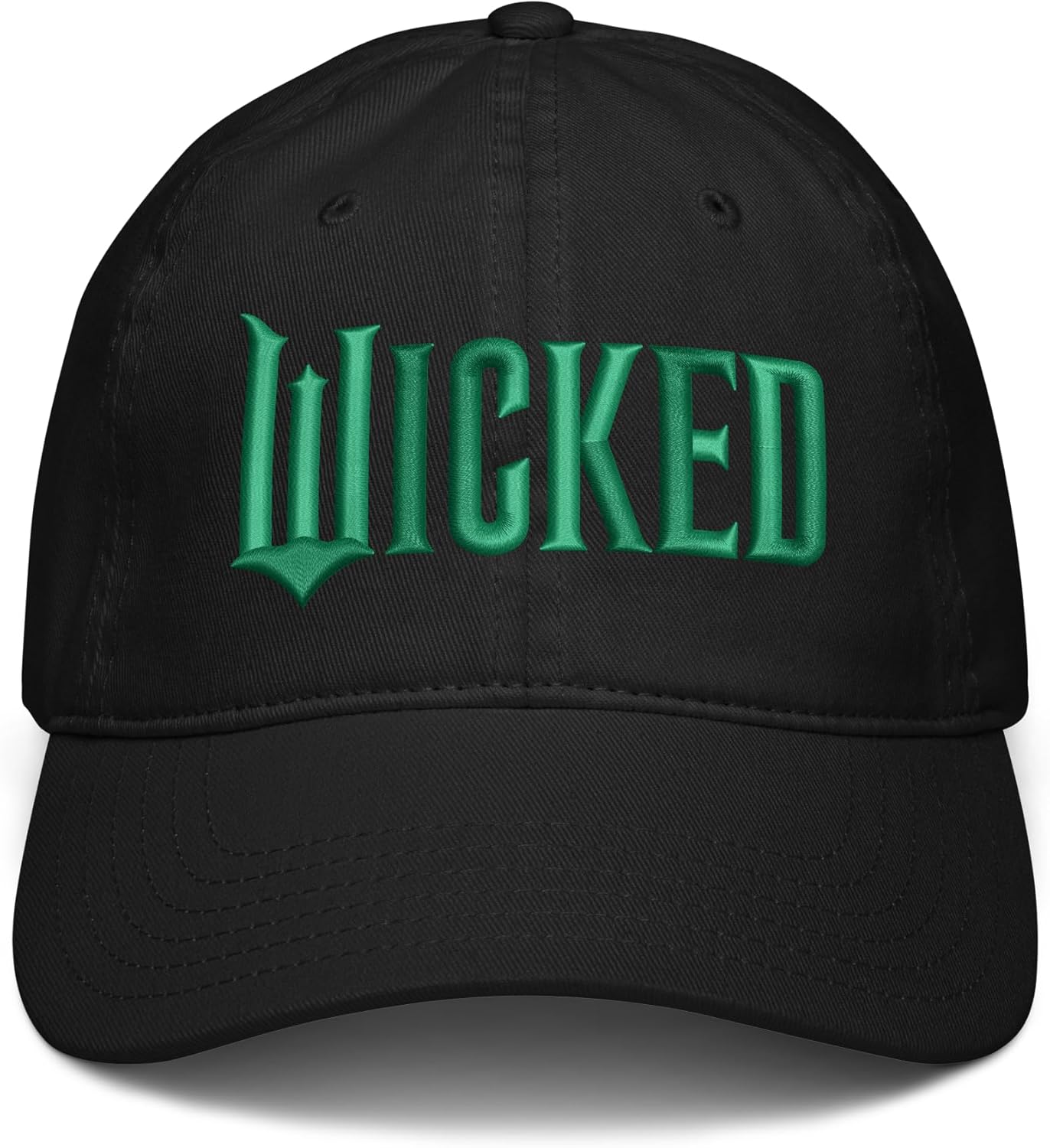 Wicked Movie Logo Black Adjustable Puff Embroidered Baseball Hat