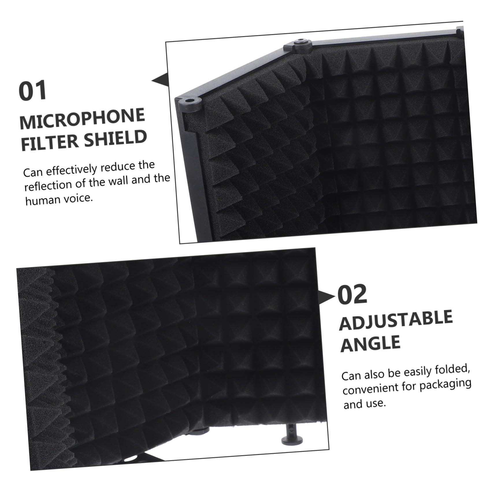 ERINGOGO Protector de Micrófono Plegable U-shaped con Esponja de Hierro Cubierta Aislante para Reducción de Ruido y Absorción Acústica Portátil para Grabación Profesional