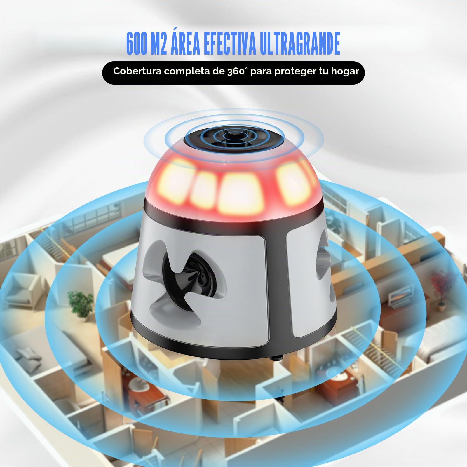 360° Repelente Ultrasónico de Plagas, 4 Modos Repelente contra Ratones con Luz Intermitente, 200 M² Amplia Gama Dispositivo Antiplagas, Exterior Interior para Roedores, Ratones, Arañas, Cucarachas