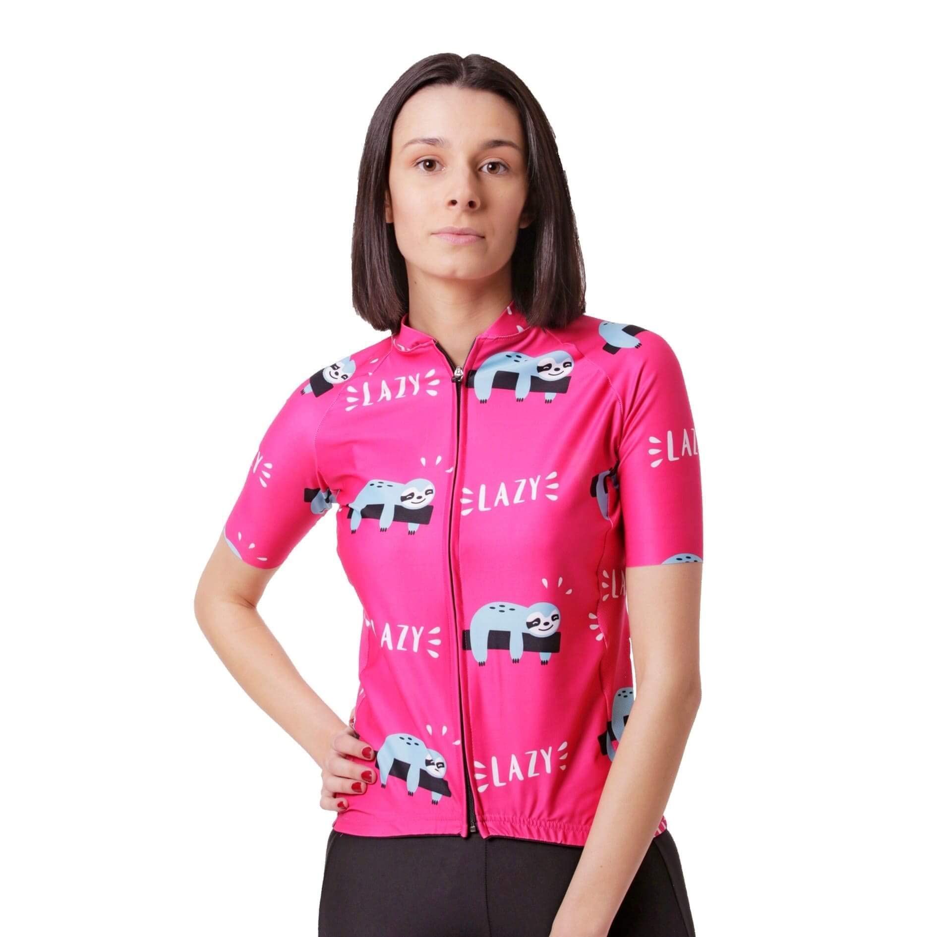 HOOPOE Maillot Rosa Lazy, Hombre, Mujer, Manga Corta, Equipación Ciclismo, Lazy Tallas (XS a XL)