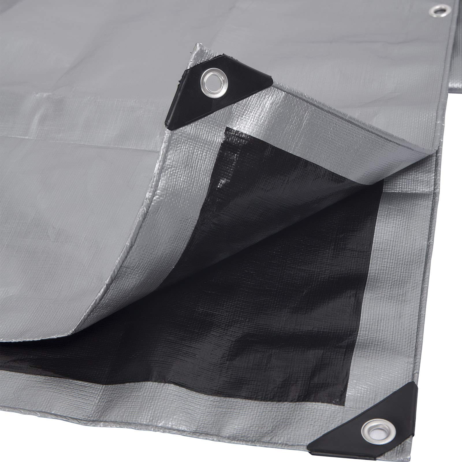 WOLTU Plandeka 180g/m² z oczkami na grill samochodowy trampolina wodoodporna, odporna na rozdarcia,4x6m Szary+Czarny