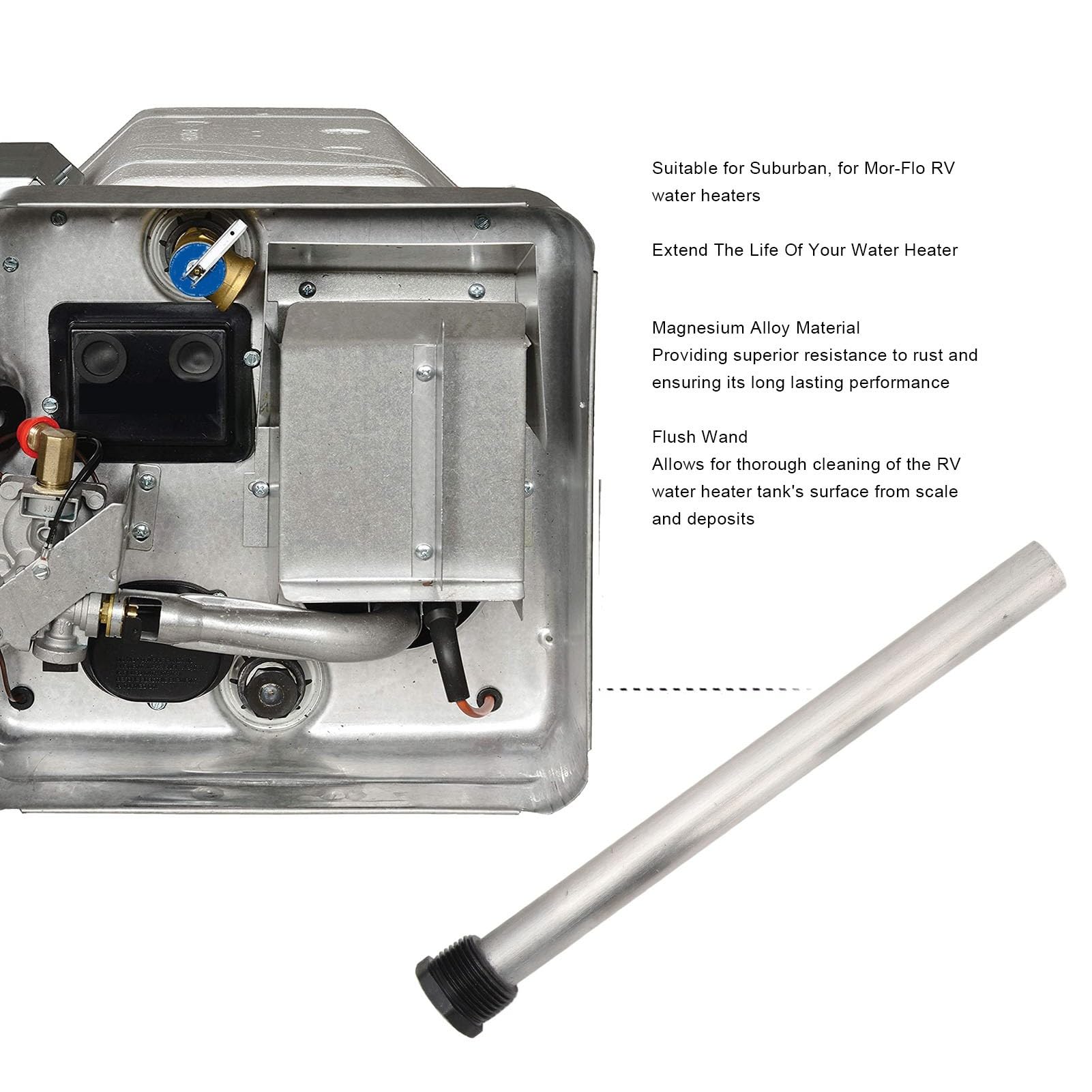 Kit de tige d'anode pour chauffe-eau RV, baguette de chasse d'eau en alliage de magnésium NPT 3/4 pouces, douille à cliquet de 27 mm pour la réparation et l'entretien des