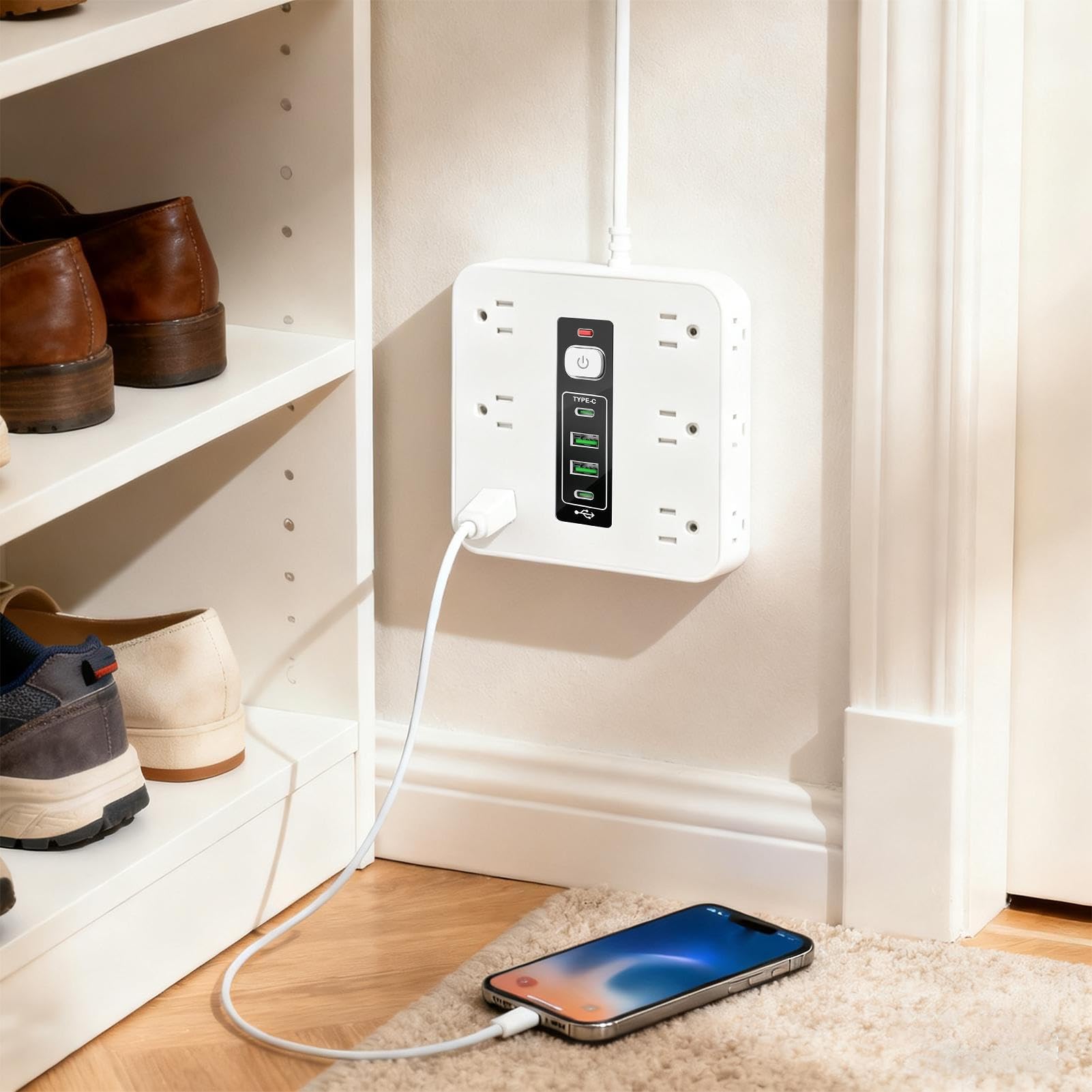 zasilająca, sprzęt do sterowania energią elektryczną | zasilająca z ochroną przed przepięciem, do biurka domu sypialni kuchni ściany salonu za sofą TV telefon