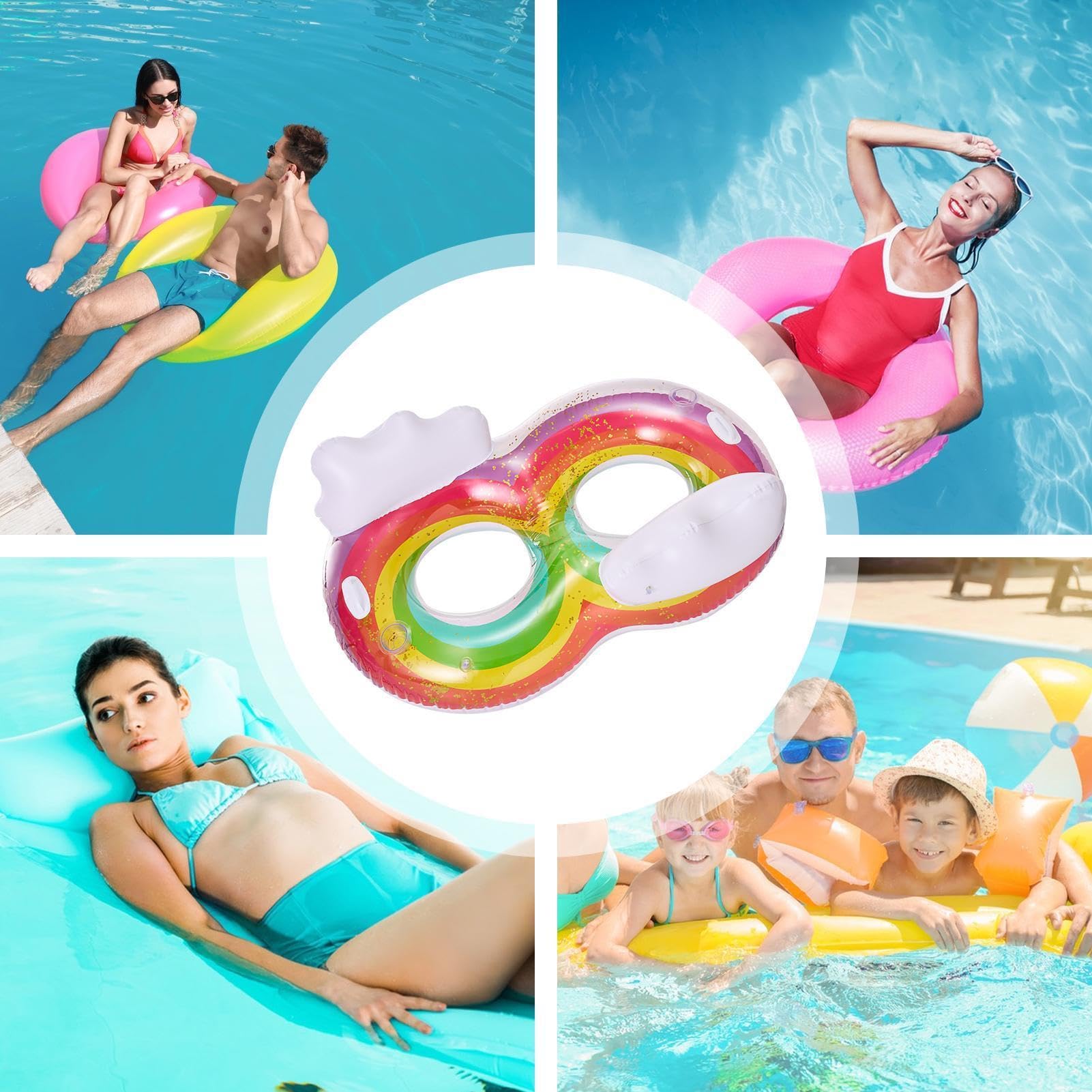 Anello Swimming per adulti - Inflatable Rainbow Swimming Ring | Figura