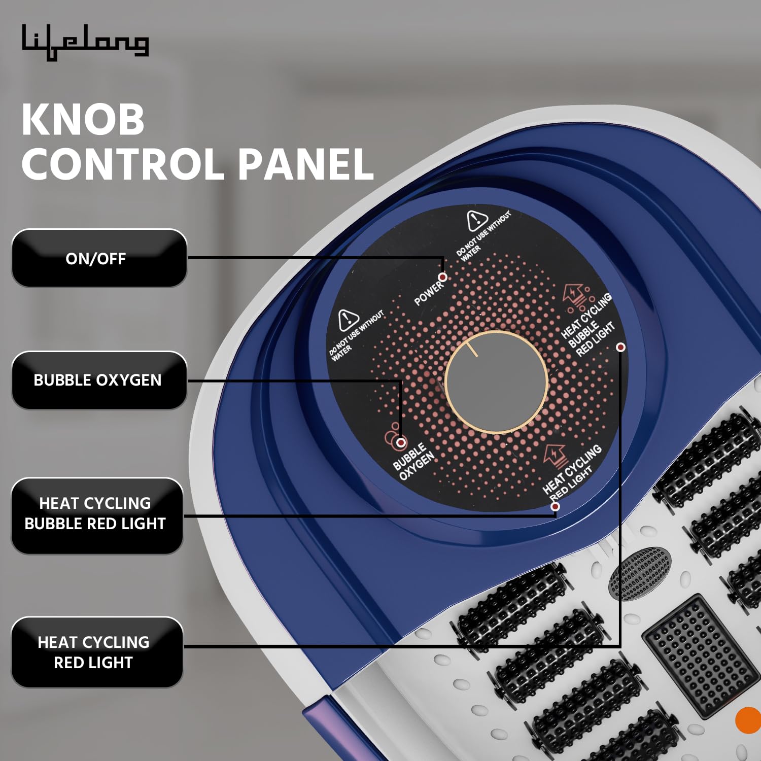 Life Foot Spa Machine: Pedicure, Foot Spa, Massage - Relaxation Heat and Bubbles For Last Foot Massage at Home - 12 Massage Rollers - Water Heating Functions (Blue and White)