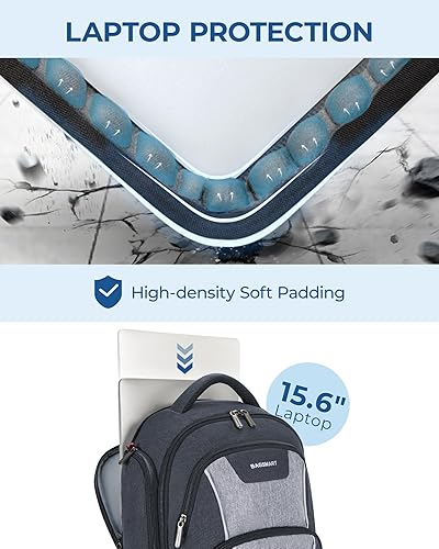 Miniatura 3 de BAGSMART Mochila del ordenador portátil del viaje, mochila antirrobo del ordenador portátil de 15,6 pulgadas con el agujero del cargador del USB,