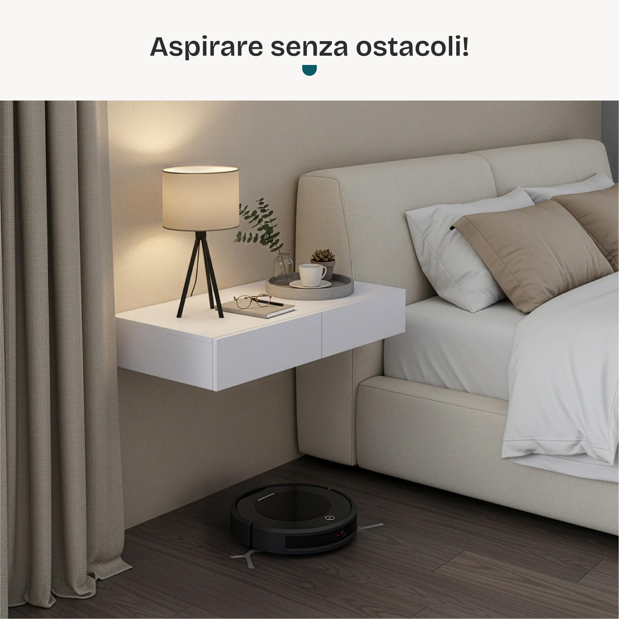 [en.casa] Mensola con 2 Cassetti Affiancati Consolle da Parete con Doppio Cassetto Mensola da Muro Comodino Sospeso 80 x 35 x 12 cm - Bianco