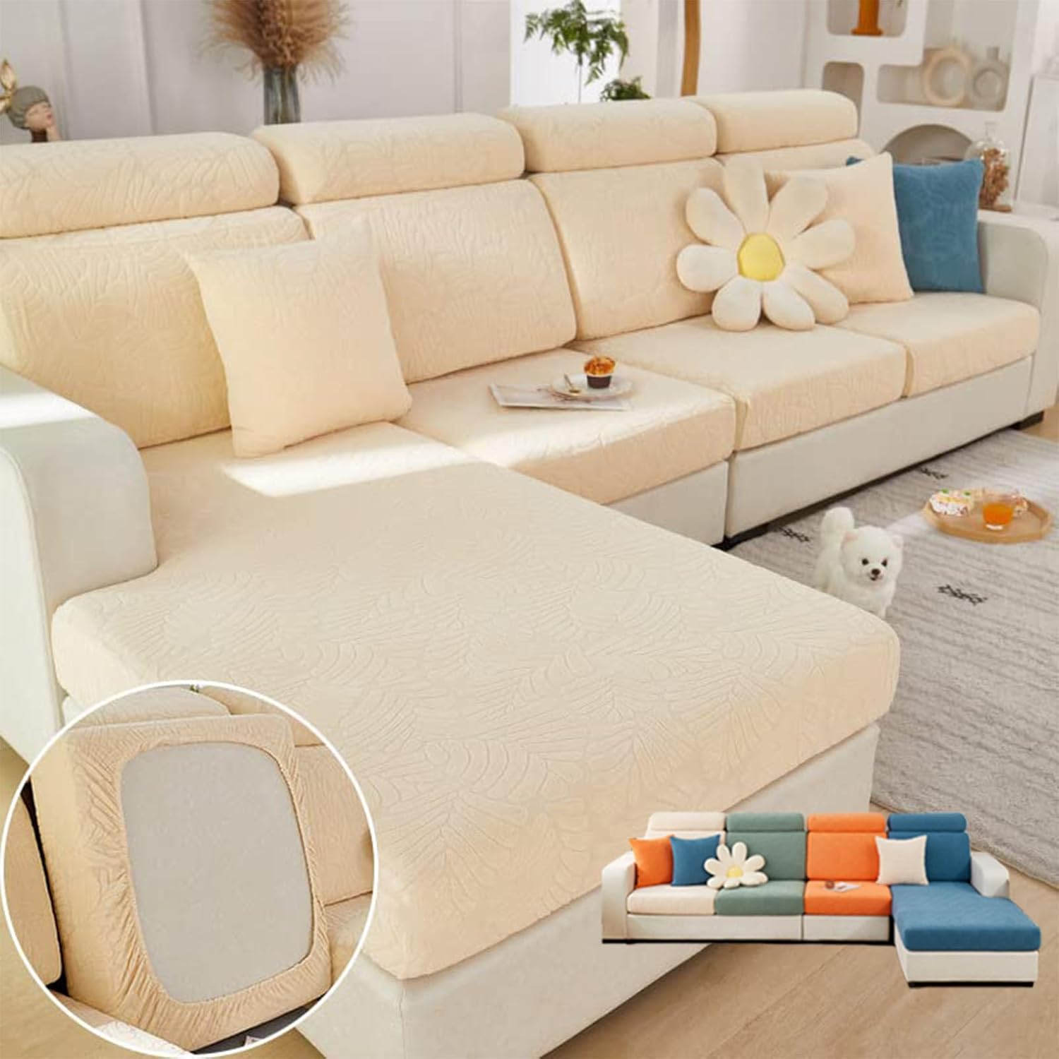 Soothing Home Sofa Covers, Sofa Hero Covers for Couch, Magic Washable Stretch Universal Covers for Couch Cushion (Yellow,Large Double Seat Cover)