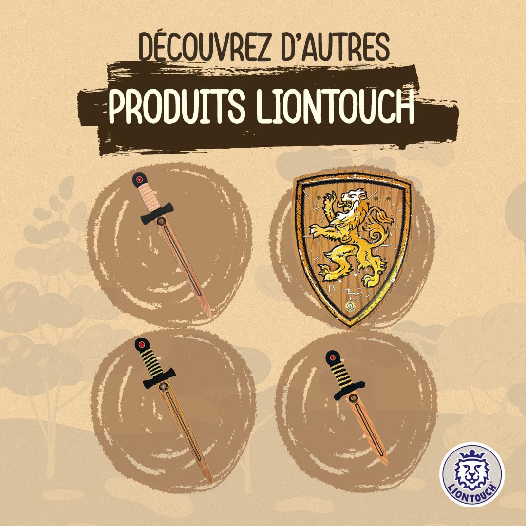 Liontouch - WoodyLion Épée, Or & Rouge – Taille Moyenne | Jouet en Mousse Imitation Bois pour Jeu d'Imagination dans Les Bois | Armes Flexibles et Sûres pour Déguisements et Costumes pour Enfants