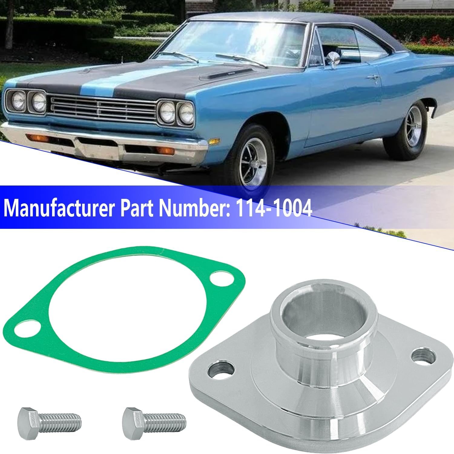 Aluminum Water Neck Thermostat Housing with Gasket Compatible with Mopar Chrysler Dodge 273 318 340 360 361 383 440 413 426 440 Replace 114-1004