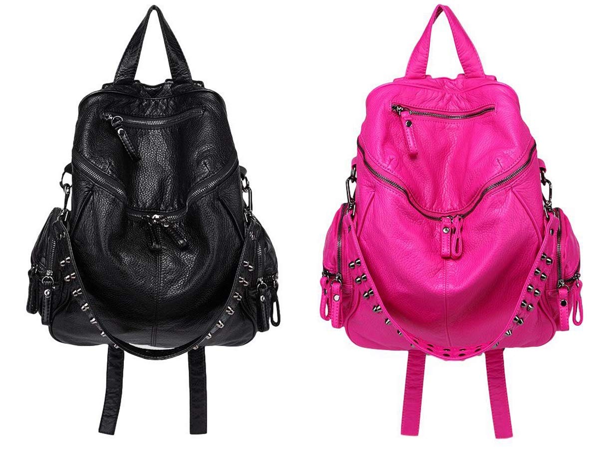 Ro Rox Calamity Damen PU Punk Goth Schule Rucksack mit Nieten