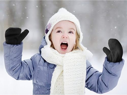 Miniatura 7 de Boao Paquete de 12 pares de manoplas para niños pequeños, paquete de guantes de punto de invierno para niños y niñas