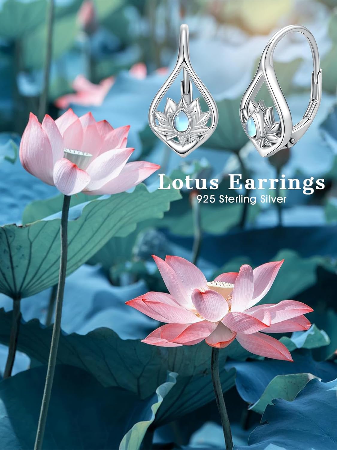 Dorunmo Sea Turtle/Lotus/Celtic Knot Earings 925 Sterling Silver Moonstone Leverback Earrings Jewelry Gifts for Women Mom - Image 6