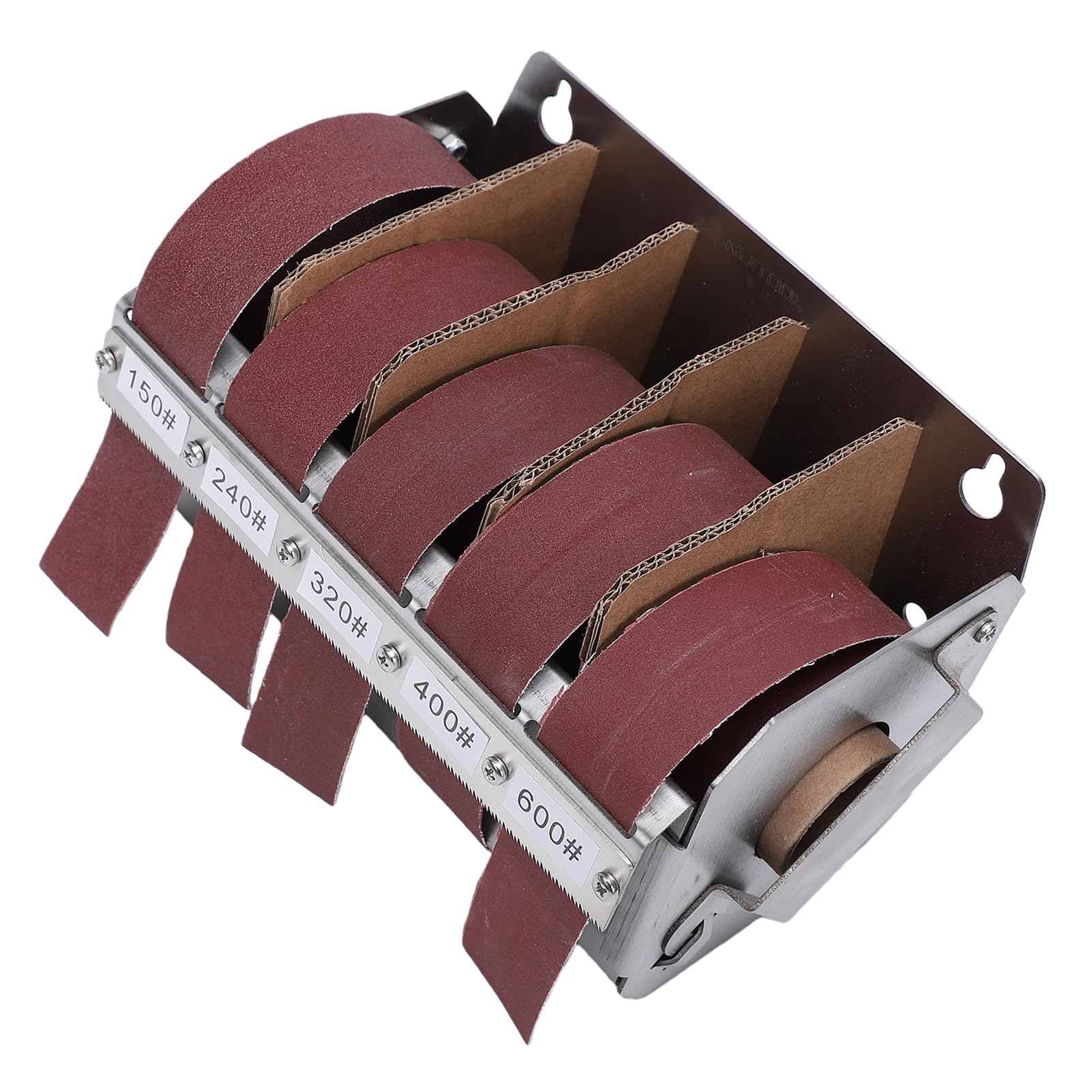 Eujgoov Rotolo di Tela Smeriglio 5 Grane 25 Mm X 6 M Rotolo di Carta Vetrata 150 240 320 400 600 Carta Abrasiva a Grana con Dispenser in Scatola di Acciaio Inossidabile per Mobili in