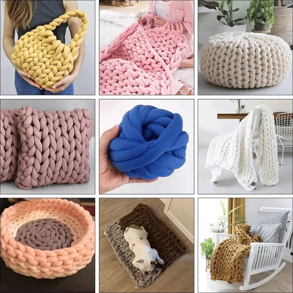 Häkelgarn, Armstrickgarn, 250 g × 1,2,5,10, grobes Garn for Häkeln, weiches, dickes, waschbares Deckengarn for Haustierbett, Sofadecke(R20,5 roll(1250g))