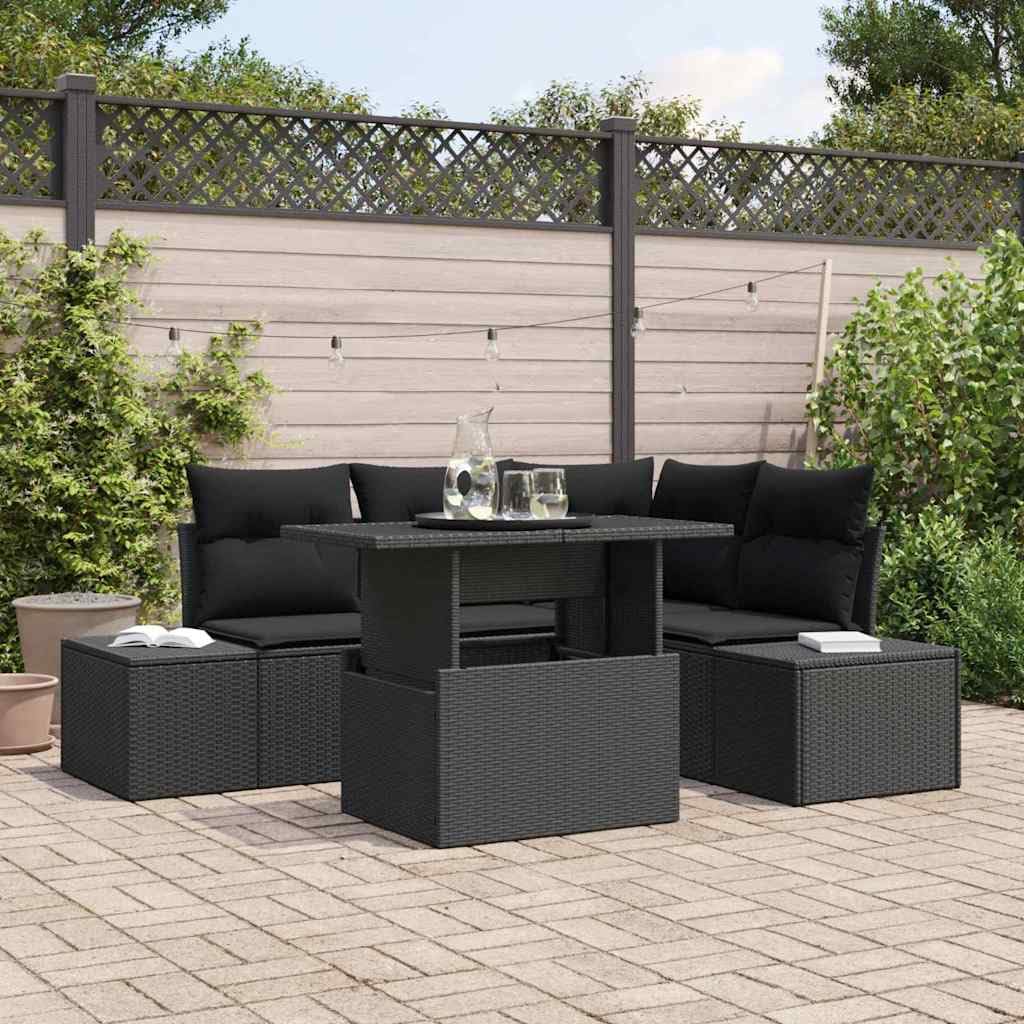Canapés de jardin en polyrotin noir 5 pcs : le choix de la durabilité premium
