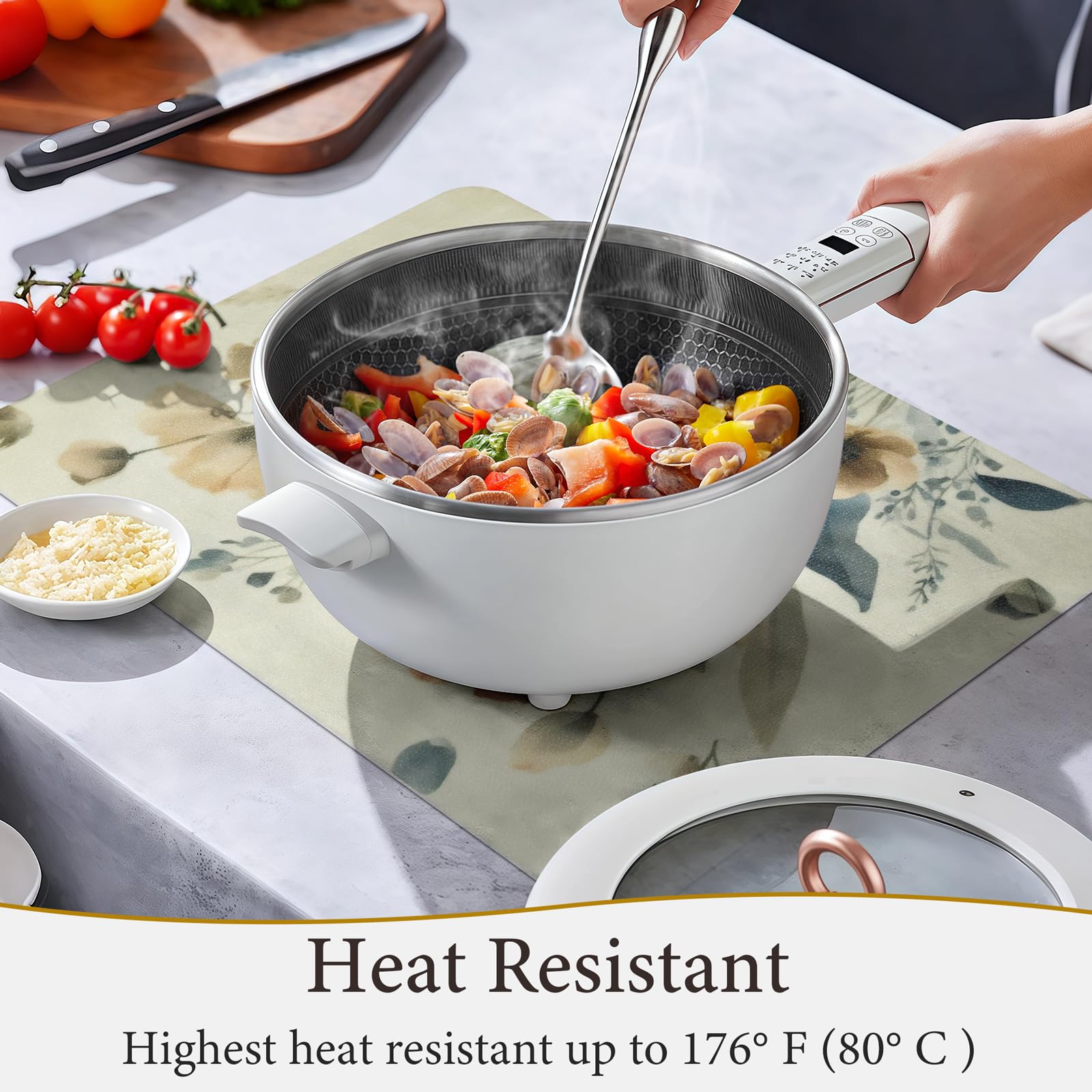 Vinyl Placemats Set of 4-12x17 Inch - Heat Resistant Washable Place Mats Waterproof Non-Slip Wipeable Table Mats for Dining Table Decor, Indoor/Outdoor Plastic Mat