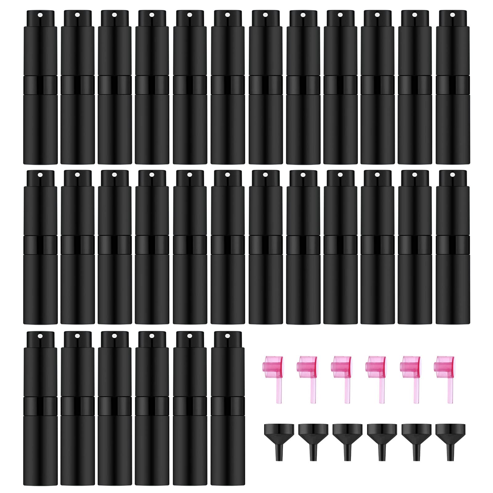 IRON BILL 30 PCS/8ML Portable Atomizer Perfume Bottles, Mini Empty Refillable Cologne Spraye Bottle, Pocket Travel Perfume Liquid Sprayer (Matte Black