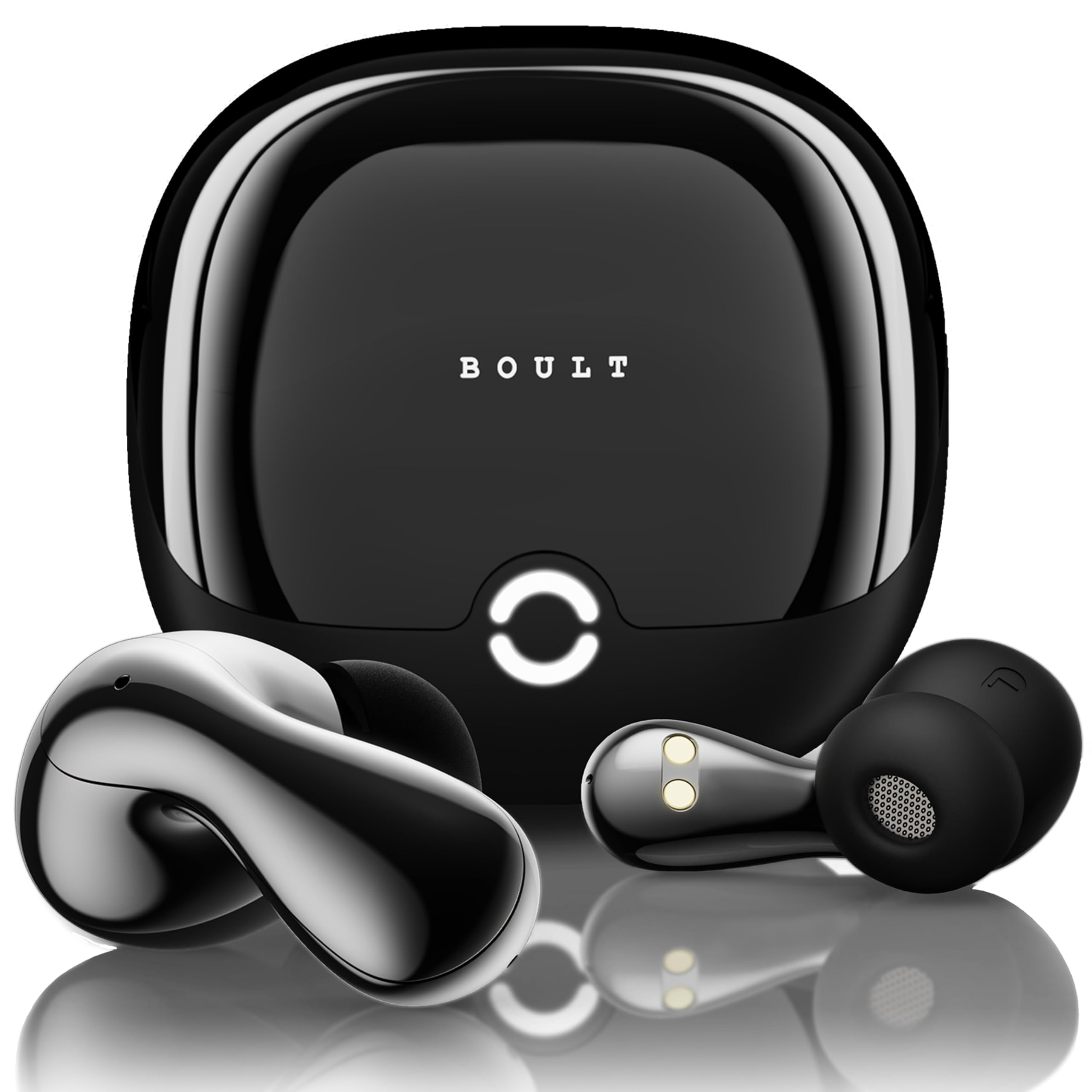 Boult Newly Launched Klarity 1 in Ear TWS Earbuds with 80Hrs Playtime, Liquid Metal Body, Dual Device Pairing, 4 Mics ENC, 45ms Low Latency, IPX5, 13mm Bass Drivers Ear Buds Bluetooth 5.4 (Black)