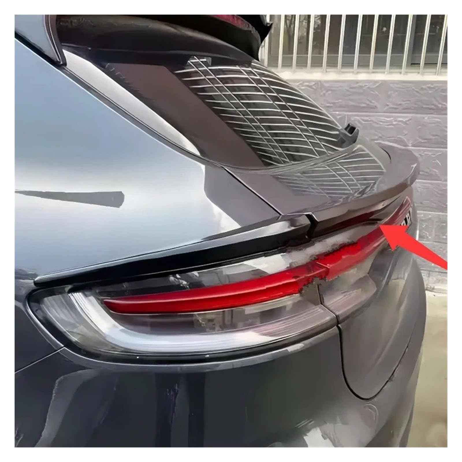alettone posteriore auto Per Porsche Per Macan 2014-2017 ABS Nero Lucido Auto Baule Posteriore Medio Spoiler Body Kit Accessori(Glossy Black)