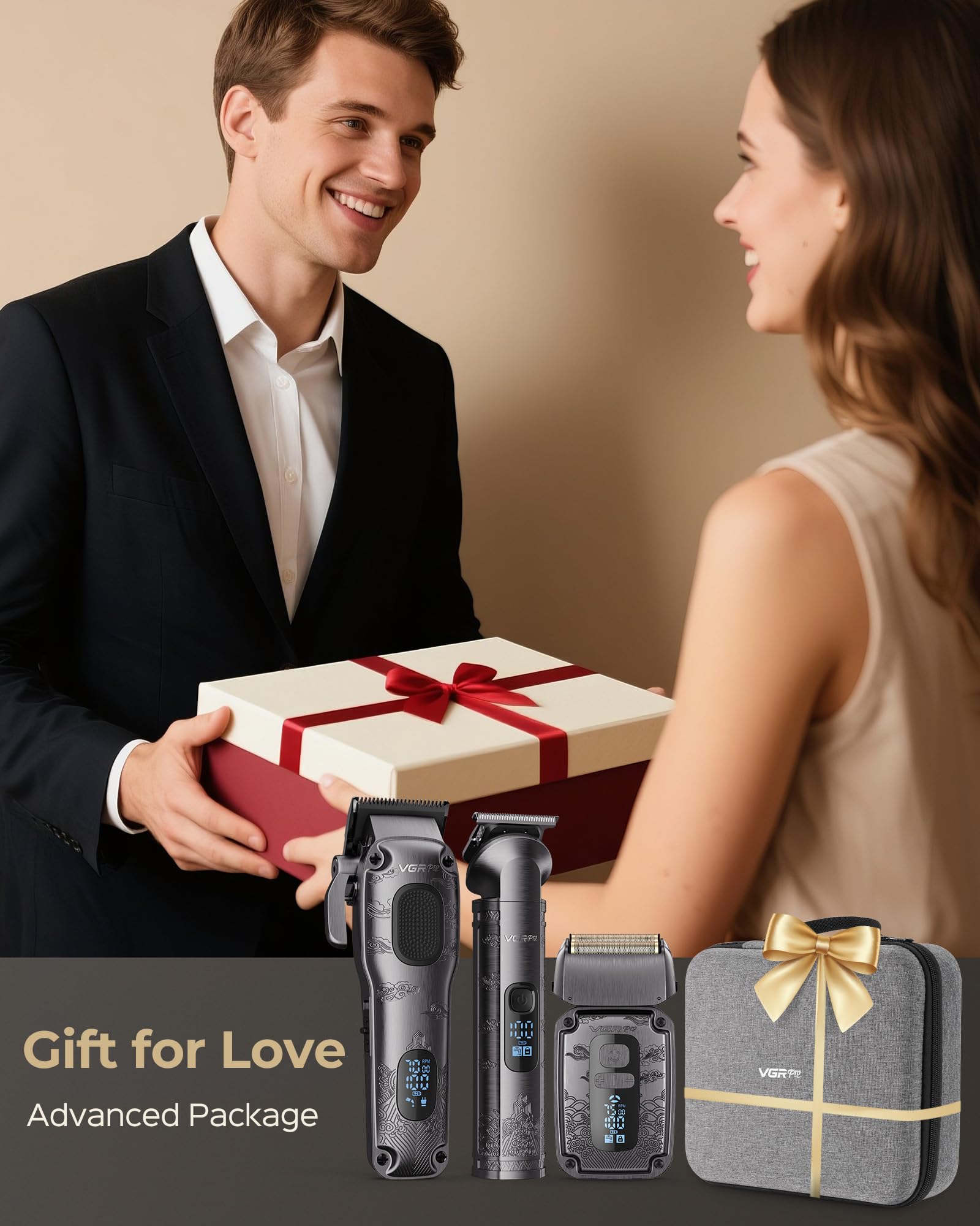 VGRPRO Haarschneider Set für Herren mit Ersatzklingen, professionelles Barber Grooming Kit für Haarschnitte, Fades, Barttrimmen, Detailarbeit, Zuhause und Salon