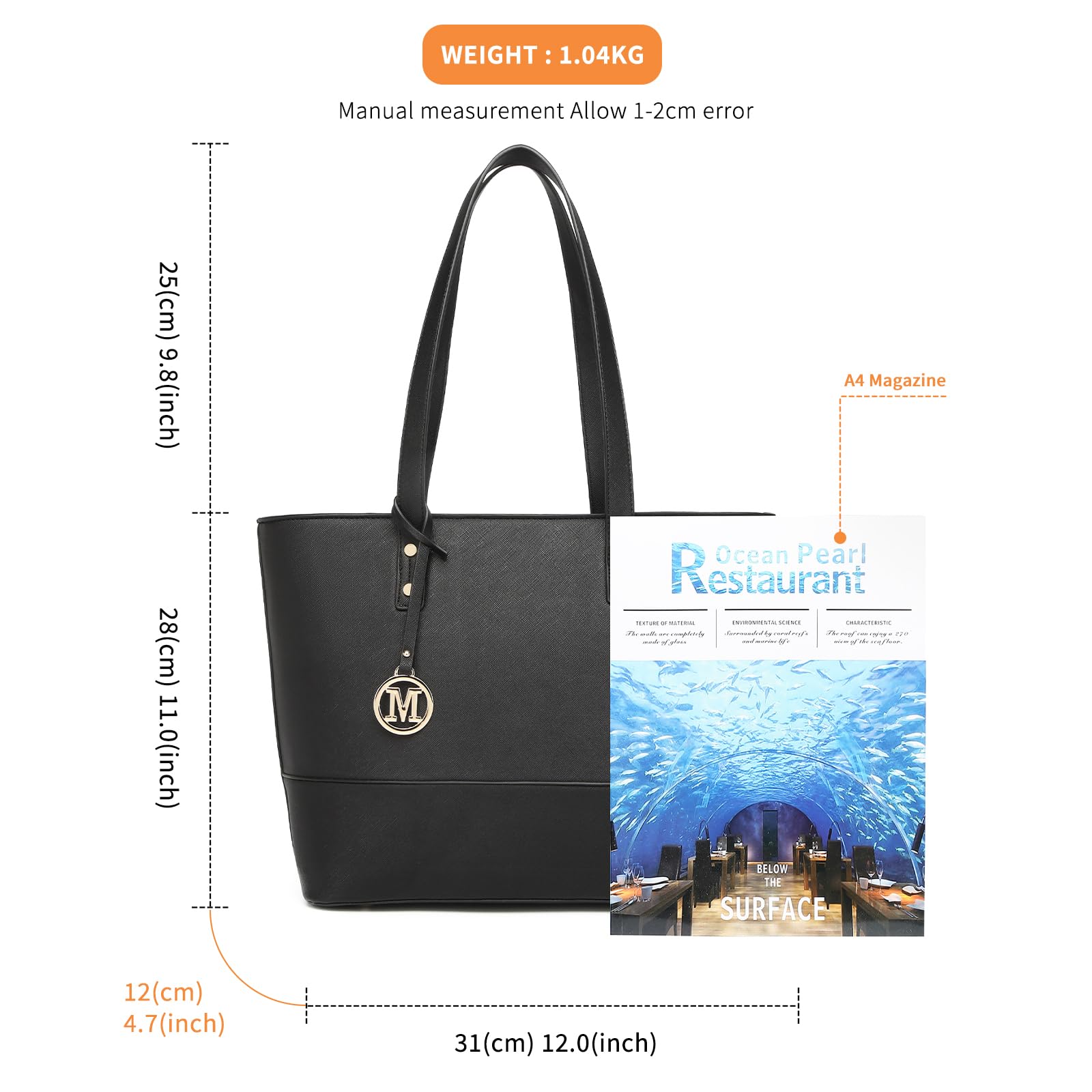 Miss Lulu Bolso Mujer Grande - Bandolera Combo - Con Gran Capacidad y Material Resistente - Perfecto para el Dia a Dia en la Universidad y Actividades Cotidianas