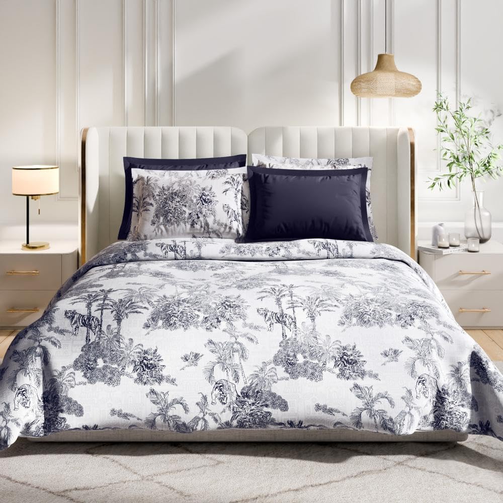Wakefit Premium 100% Cotton 300 TC Flat Bedsheet with 4 Pillow Covers | King Size (104 x 104 inch) | Misu
