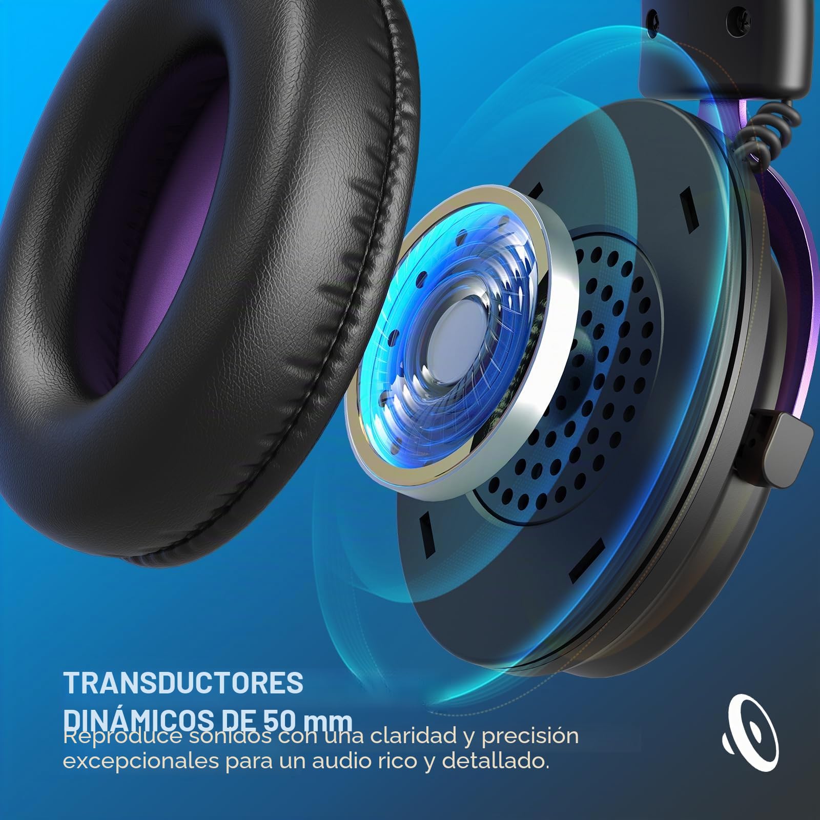 EKSA E900WT Cascos Gaming Inalámbricos para PC, PS5, PS4, Switch, Mac - Auriculares Gaming Inalámbricos y Microfono Cancelación Ruido, Gaming Headset with 2.4GHz USB A & C,80H Batería, 3D Sonido