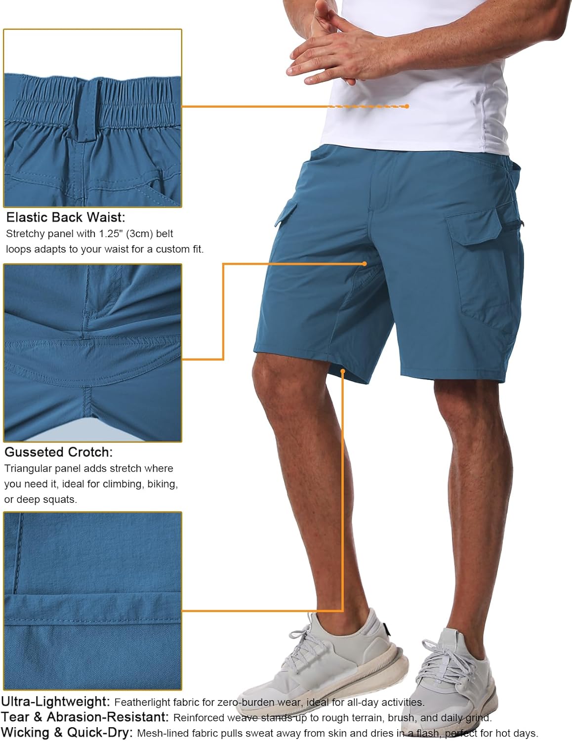 AUTIWITUA Men's Hiking Cargo Shorts Quick Dry 9" Lightweight Tactical Work Shorts with Pockets(No Belt) - Image 5