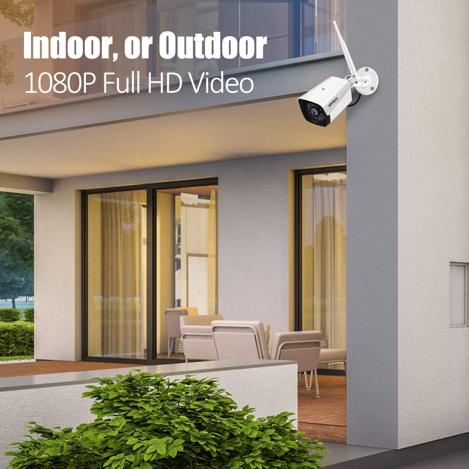 SANSCO 2K Wireless Security Camera System, 8CH NVR (4) 3MP HD WiFi Outdoor/Indoor Waterproof Security Camera with Mic, Night Vision, Motion Alert, Remote Access, 1TB Hard Drive