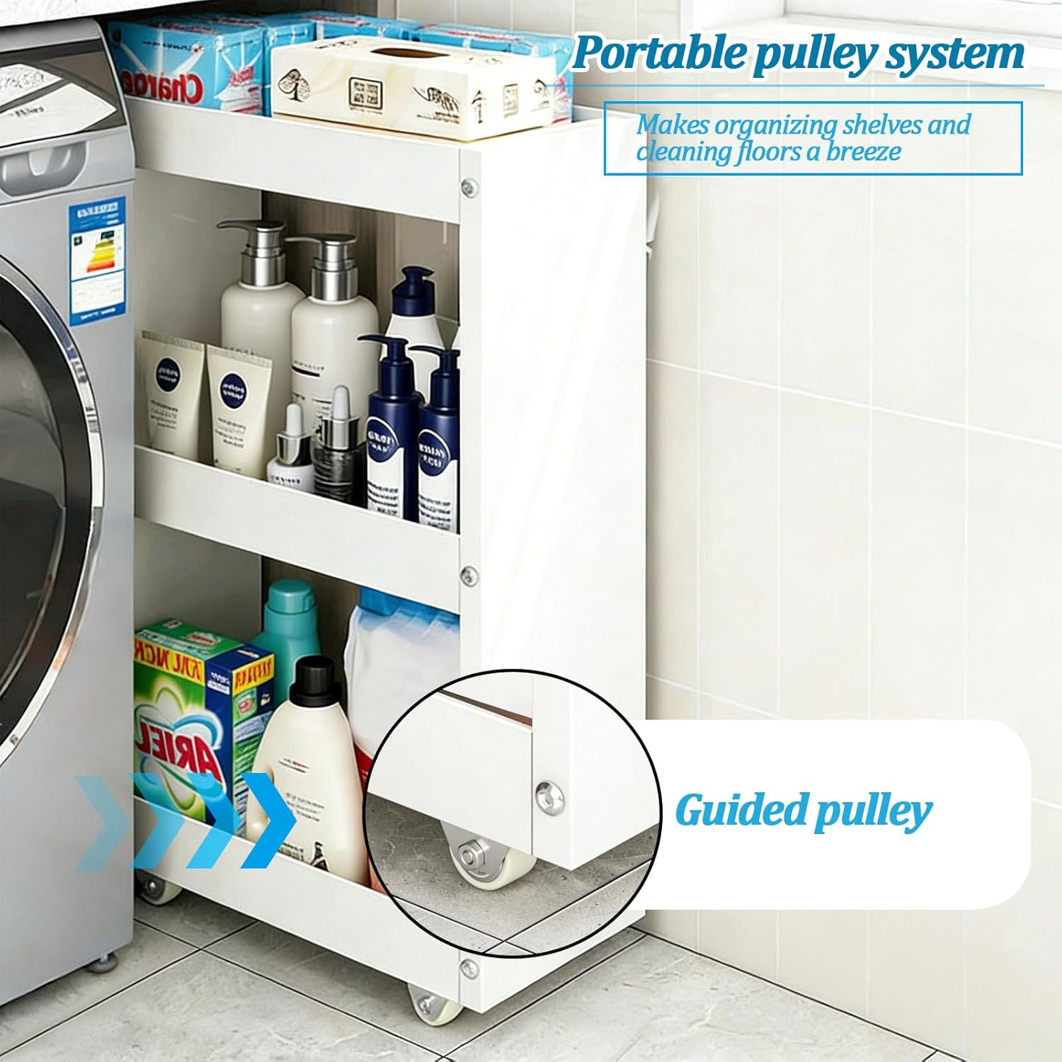 Slim Storage Cart,Rolling Spice Rack Next to Fridge Slim,Kitchen Rolling Cart,Narrow Storage Cabinet,for Kitchen,Bakers,Pantry,Dining Room,Gray,5Tier L22×W7×H52