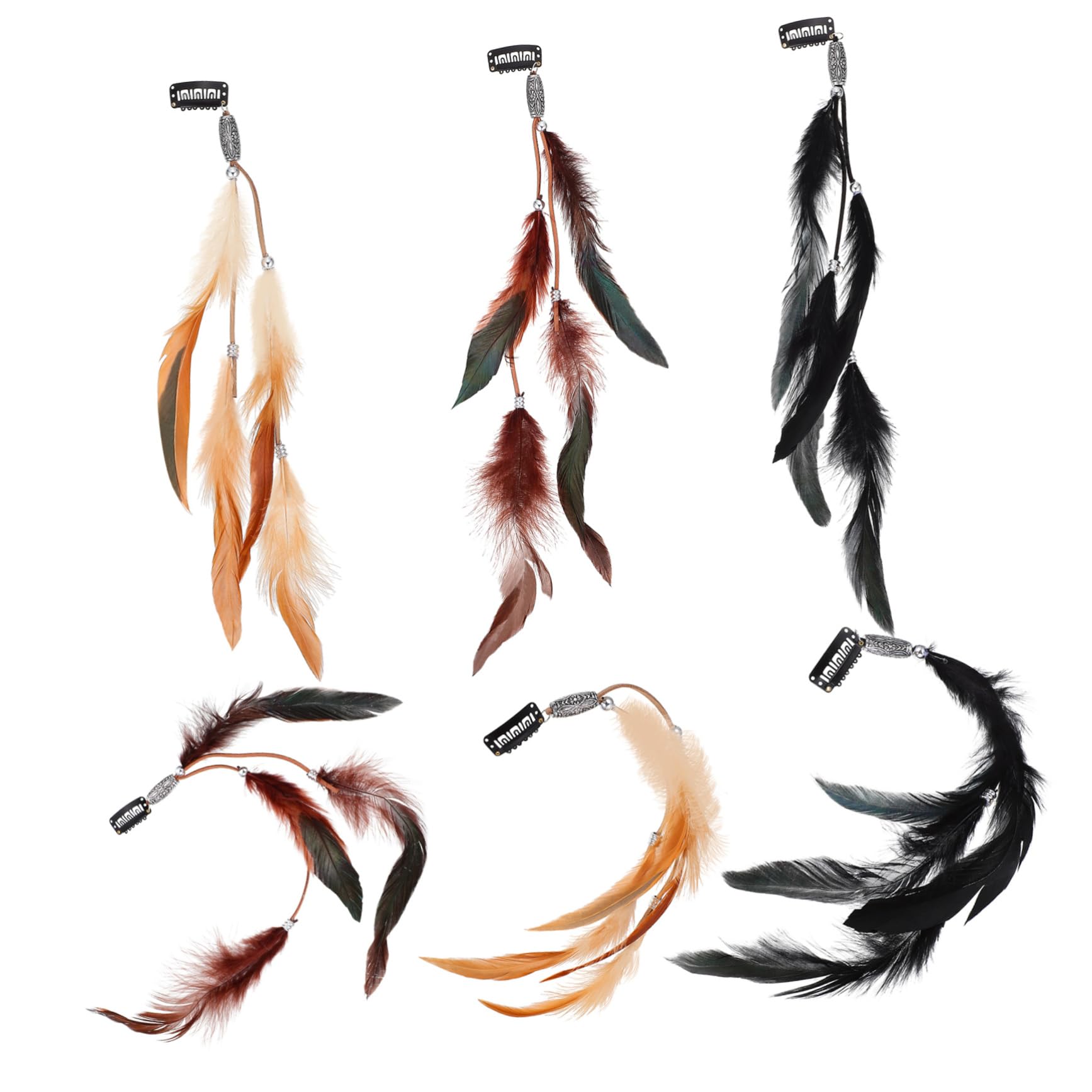Extensions de Cheveux à Clips Plume 6 Pièces, Style Vintage