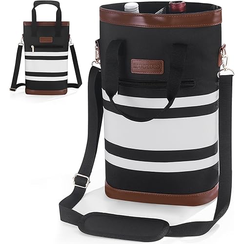2-Bottle Insulated Wine Carrier Tote - Leakproof Padded 900D Oxford Wine Cooler Bag for Travel, Picnics, Beach & Parties - Ideal Wine Gift for Wine Lovers