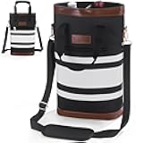 BLUBYEES 2-Bottle Insulated Wine Carrier Tote - Leakproof Padded 900D Oxford Cooler Bag for Travel, Picnics, Beach & Parties