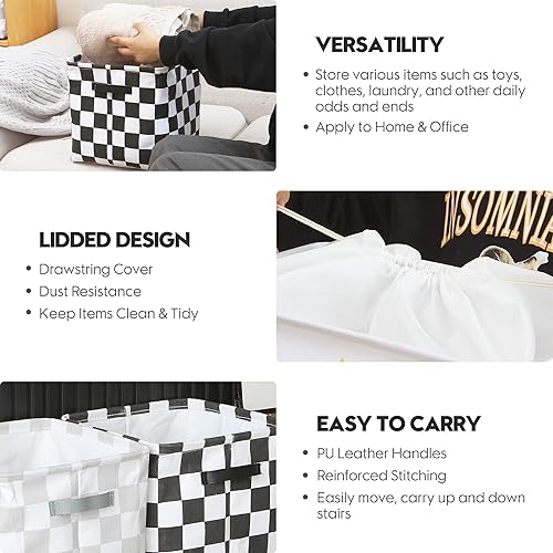 Miniatura 4 de Hinwo Paquete de 3 cubos organizadores cúbicos, cestas de almacenamiento de tela de lona con asas, contenedores de almacenamiento cuadrados de