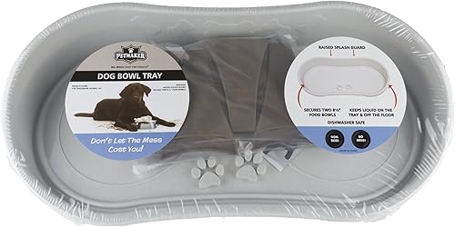 Miniatura 4 de PETMAKER Bandeja elevada de alimentación para mascotas con protector contra salpicaduras y patas antideslizantes, 21 x 11 x 8.5 pulgadas, marrón