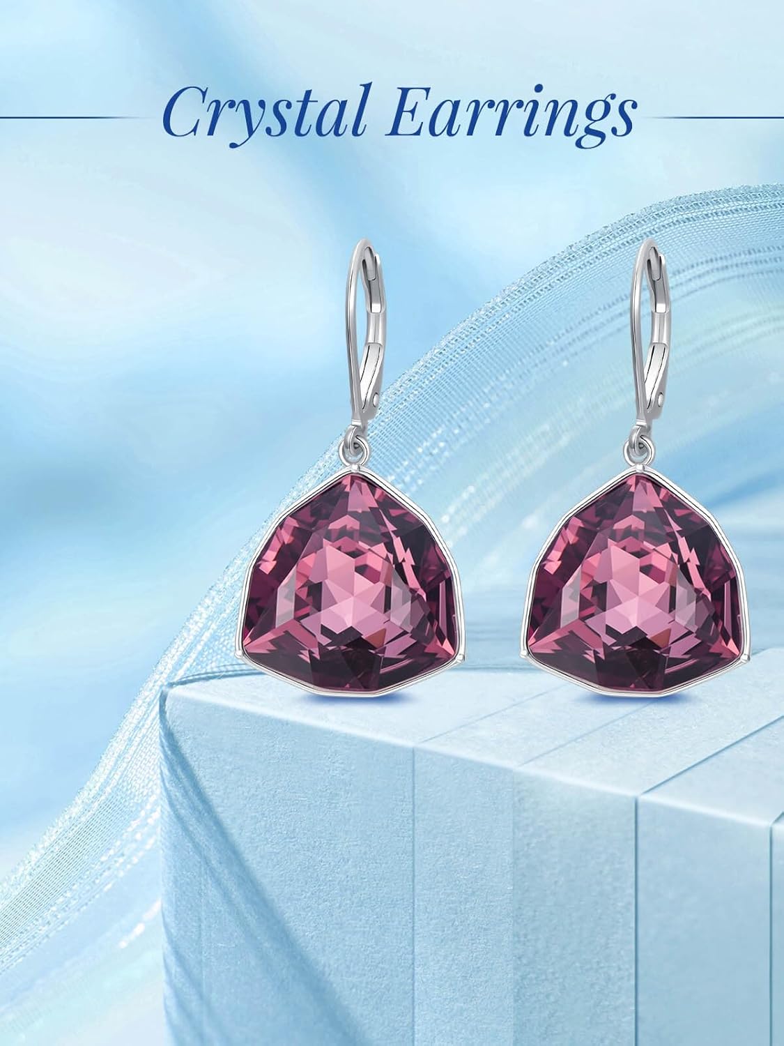 TOUPOP Valentines Day Gifts Earrings for Women 925 Sterling Silver Simple Geometric Birthstone Dangle Drop Earrings Jewelry Birthday Gifts for Her Wife Mom - Image 5