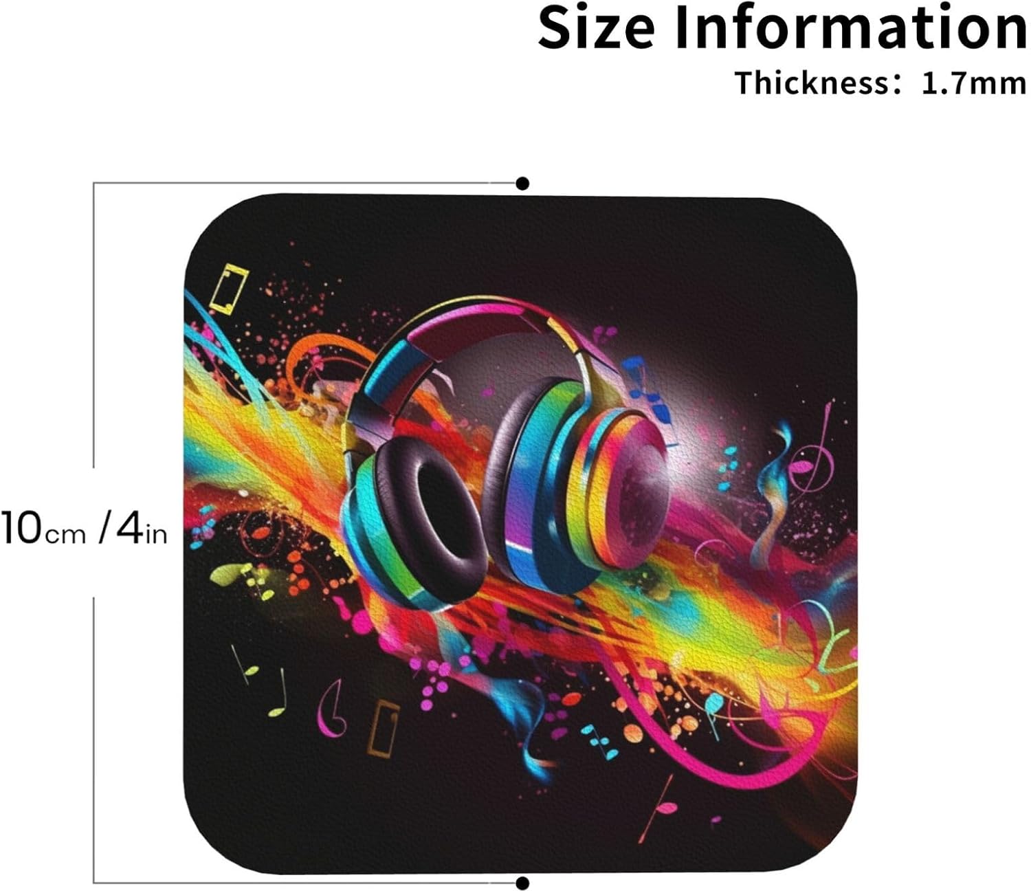 Leather Drink Coasters Set of 4, Colorful Music Coasters for Drinks Absorbent Beverage Cup Mat Housewarming Gifts Modern Style Coaster for Coffee Table Decor image 2