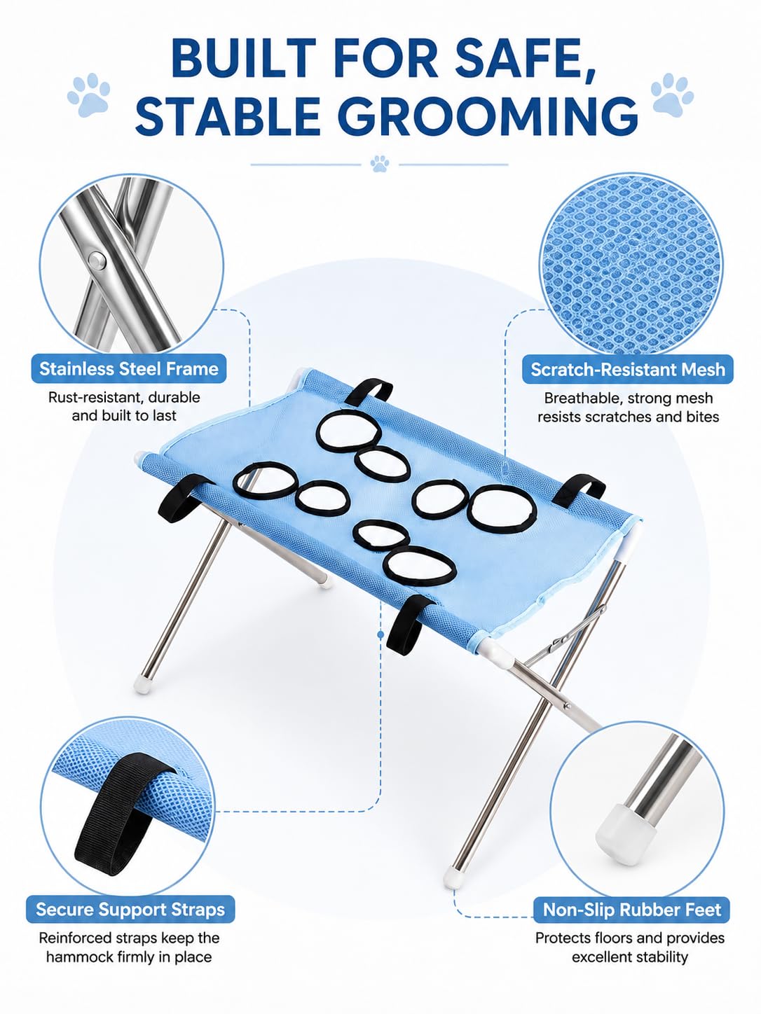 Table Toilettage pour Chiens, avec Support De Cadre, pour Chien Et Chat, pour Coupe, Soin des Griffes (CafÉ)
