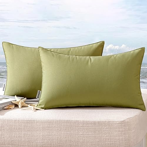 Vista 24 de Miulee - Paquete de 2 fundas decorativas para cojines, para usar en exteriores, impermeables, cuadradas, para jardín, patio, tienda de campaña