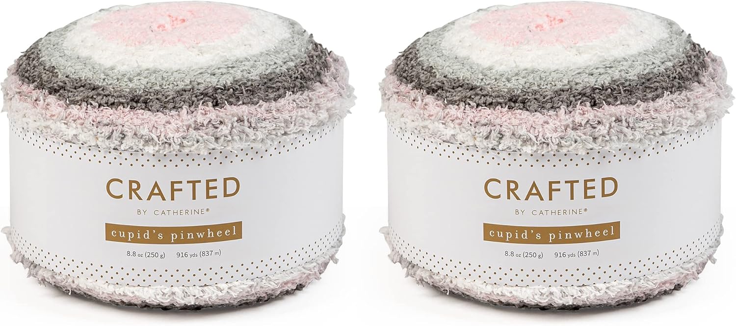 Crafted By Catherine Cupid's Pinwheel Yarn - 2 Pack, Pink Grey, Gauge 3 Light
