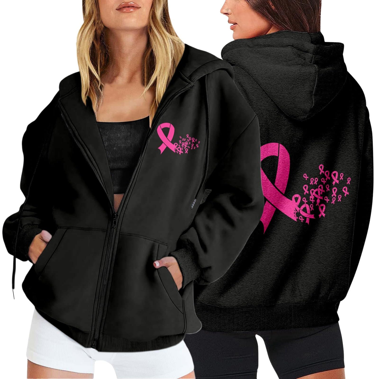 Sweat cancer du sein pour femme pull octobre rose ample et confortable - 8