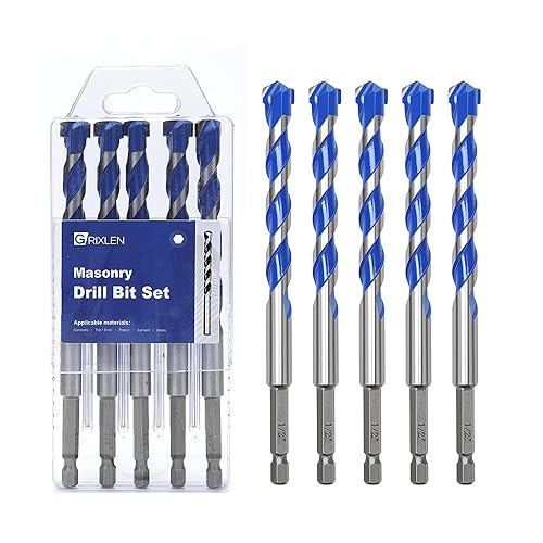 Miniatura 14 de Juego de 10 brocas para hormigón de 3/16 a 1/2 pulgadas, juego de brocas de mampostería con vástago hexagonal, brocas de punta de carburo para