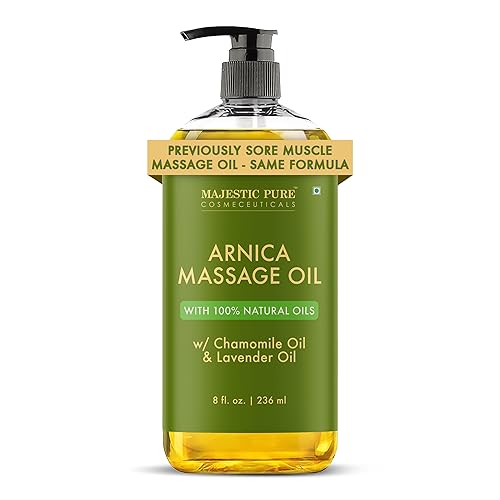 MAJESTIC PURE Arnica Sore Muscle Massage Oil for Massage Therapy