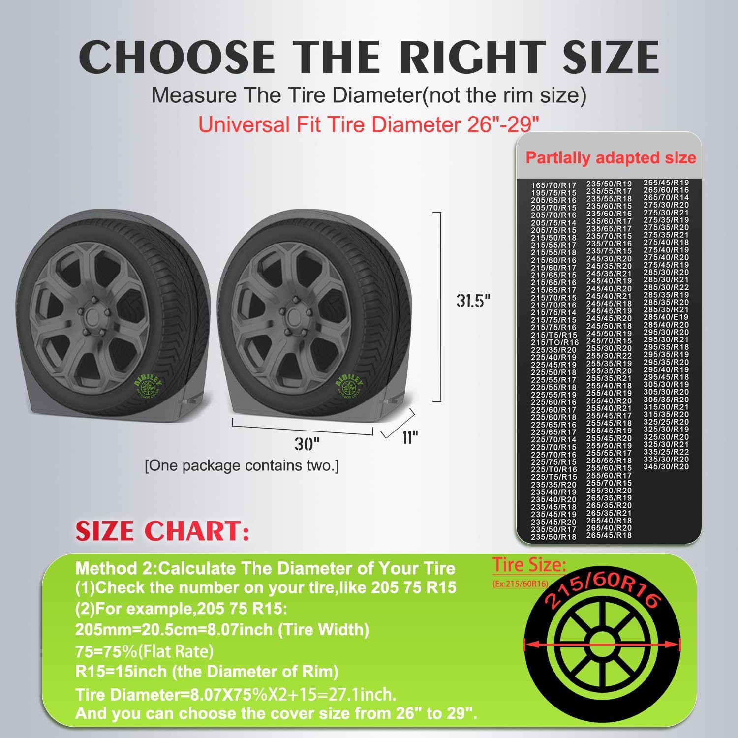 RV Tire Covers Sets of 2,Wheel Tire Covers for Trailers Travel Camper Truck SUV Van,Heavy Duty 600D Polyester,Waterproof Sun Rain Snow Protector,Universal Fits Tire Diameters 26-29Inch,Black