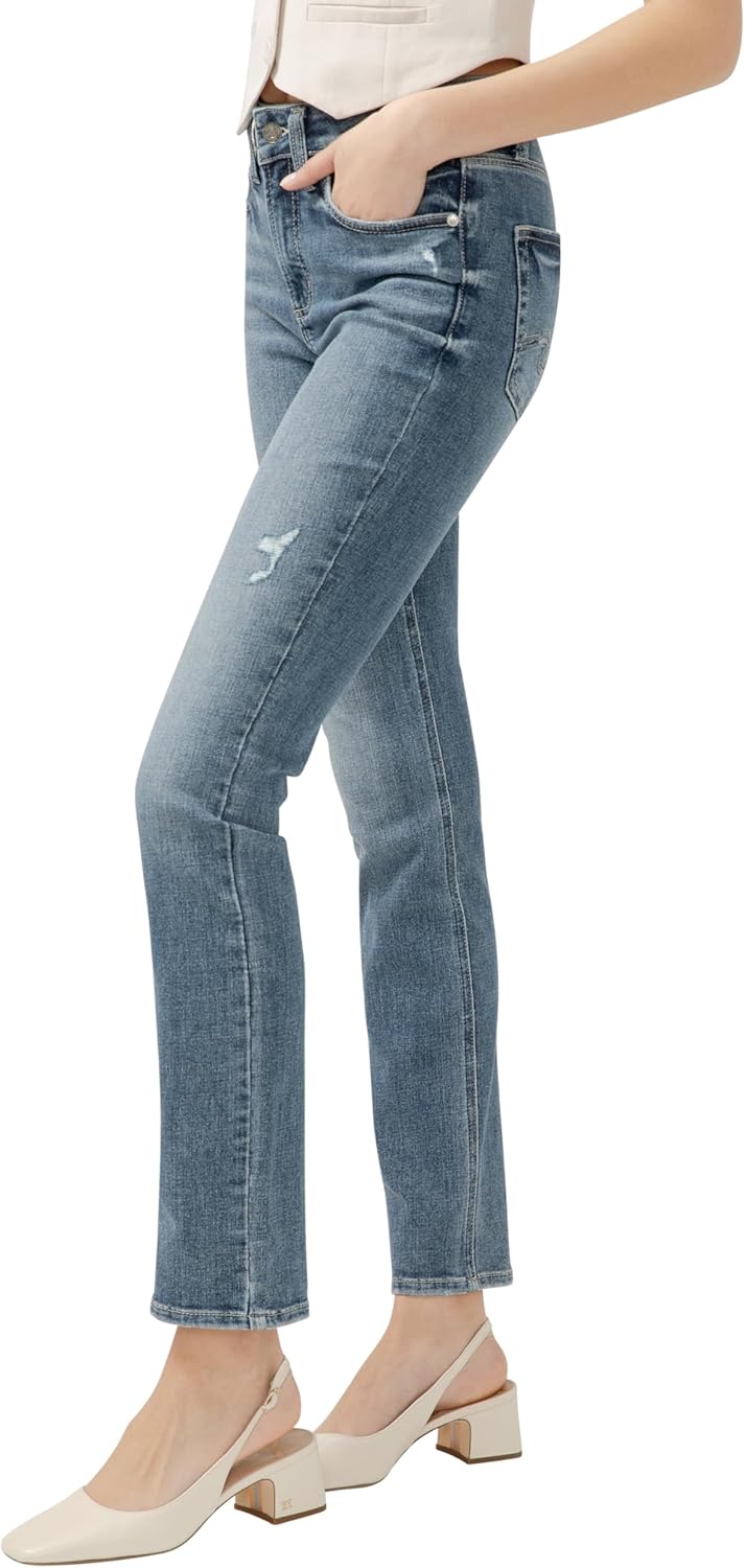 Silver Jeans Co. Womens Avery High Rise Curvy Fit Straight Leg Jeans - Image 2