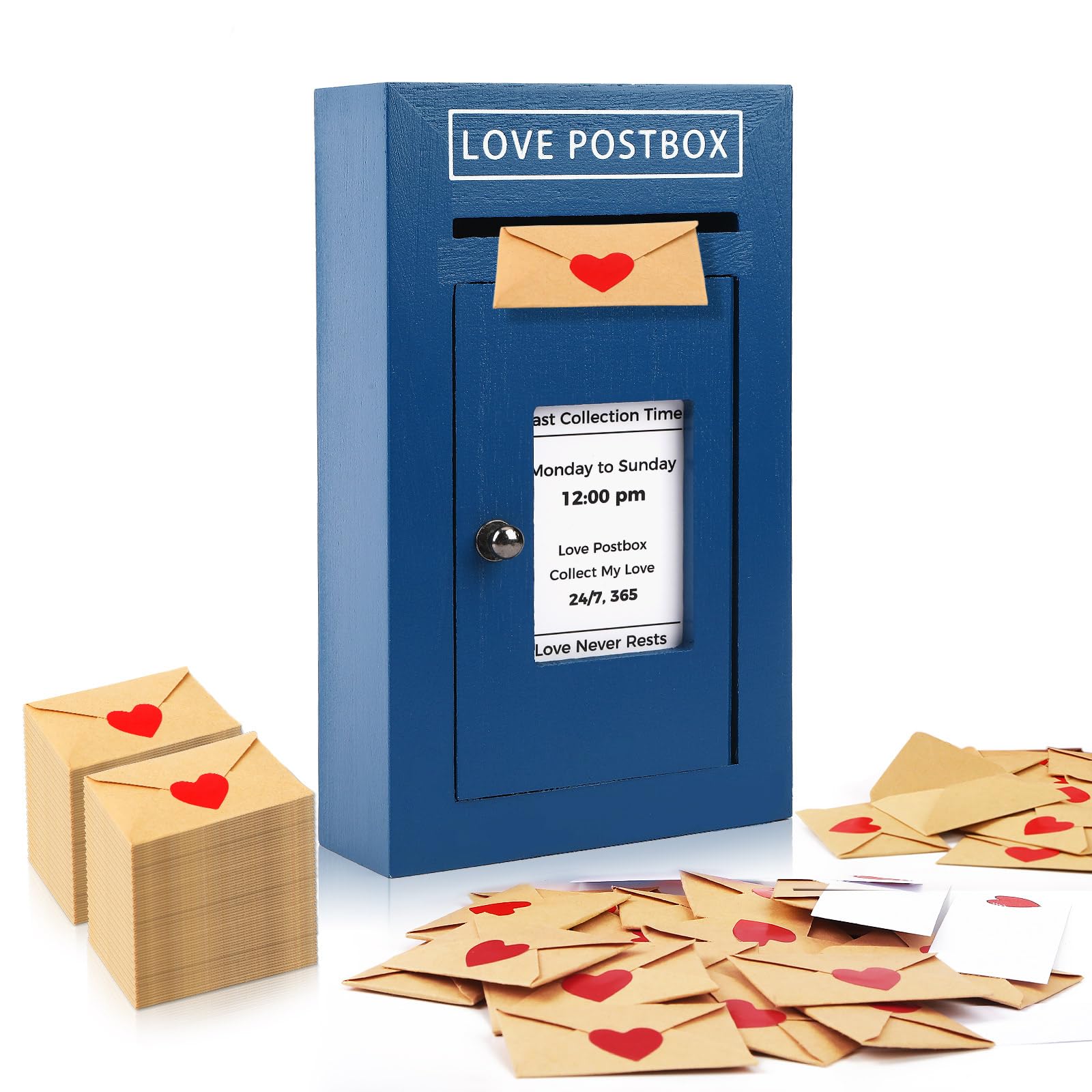 JULEASEL Romantic Love Postbox with 50 Mini Love Notes and Envelopes for Him, Cute Couple Gifts for Boyfriend, LoveLetter, Long Distance Relationship Gifts